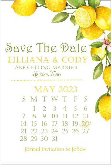 Lemon Wedding Save The Date Cards