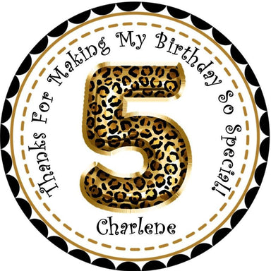 Leopard Birthday Party Stickers