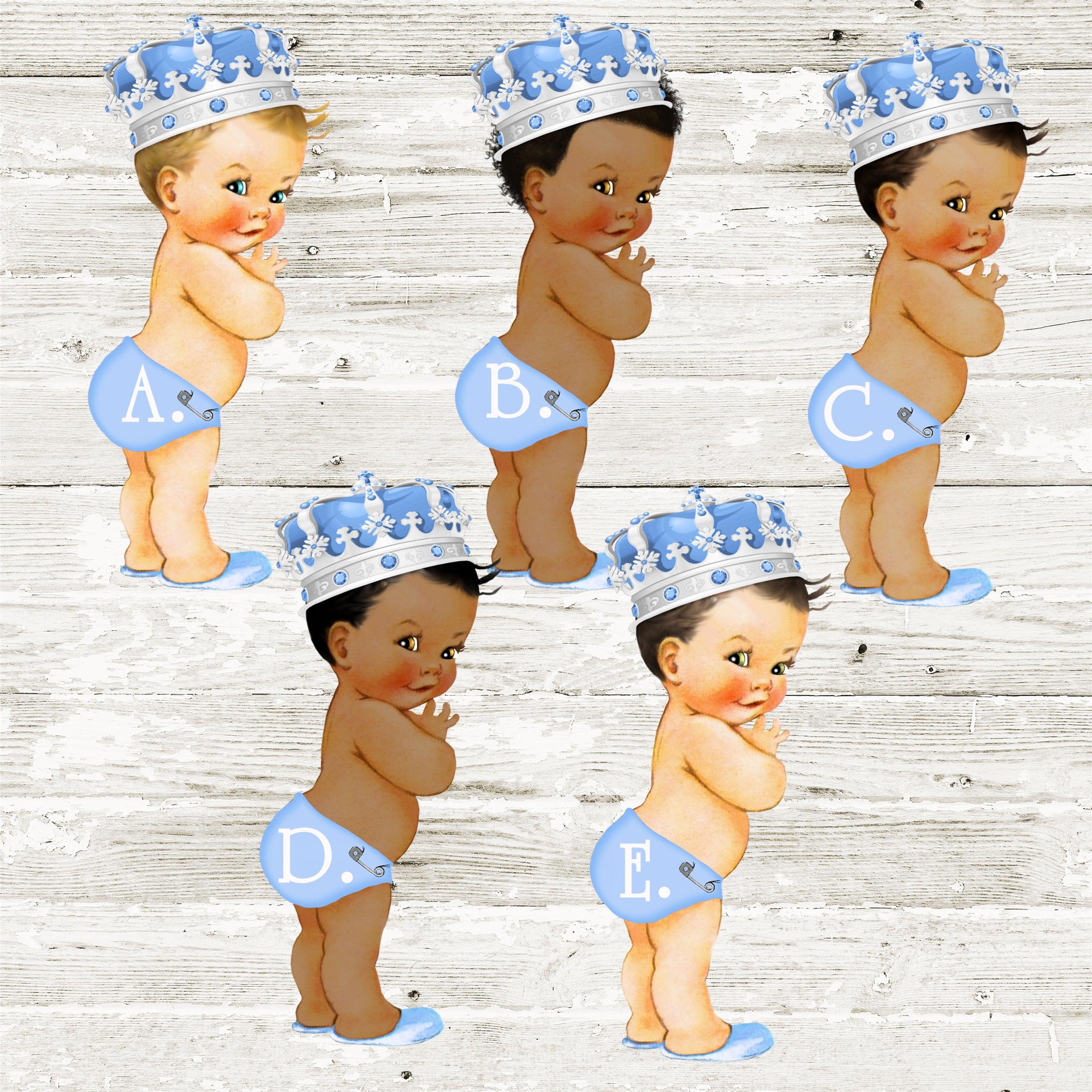 Light Blue And Silver Prince Baby Shower Stickers Or Favor Tags