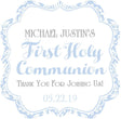 Light blue damask First Holy Communion sticker for boys