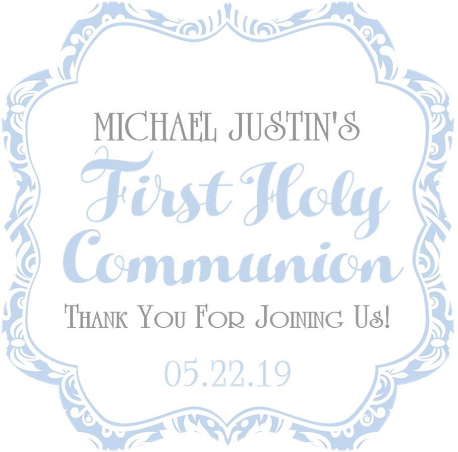 Light blue damask First Holy Communion sticker for boys