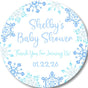 Light blue snowflake baby shower sticker