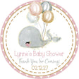 Light gray whale baby shower sticker with balloons