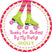 Lime green roller skate birthday sticker with chevron tights
