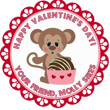 Little Monkey Valentine's Day Stickers