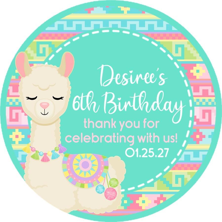 Llama Birthday Party Stickers Or Favor Tags