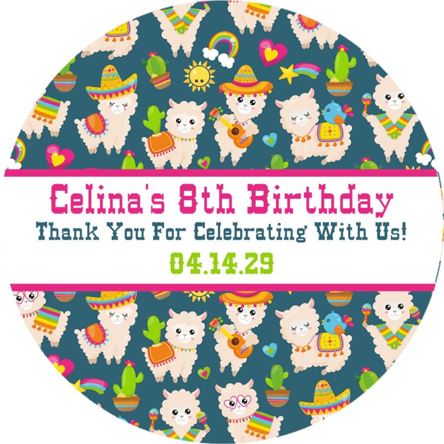 Llama Fiesta Birthday Party Stickers Or Favor Tags