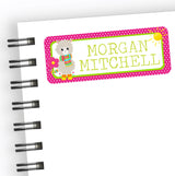 Llama back to school name labels with colorful artwork