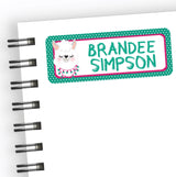 Llama back to school supply name labels with playful llama illustration