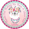 Llama birthday sticker with floral crown and tassels