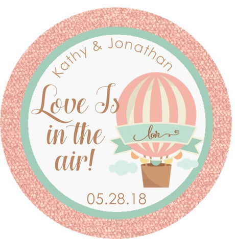 Love is in the air hot air balloon wedding favor stickers