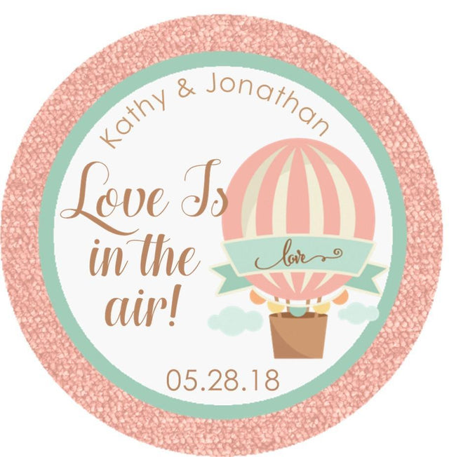 Love is in the air hot air balloon wedding favor stickers