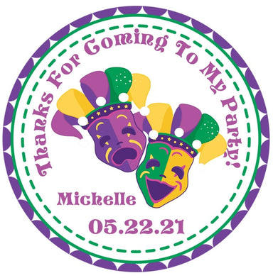 Mardi Gras Birthday Party Stickers