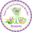Mardi Gras watercolor martini glass birthday sticker