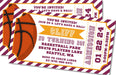 Maroon And Gold Basketball Birthday Party Ticket Invitations