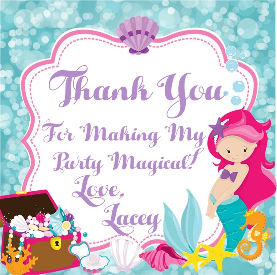 Mermaid Birthday Party Stickers Or Favor Tags