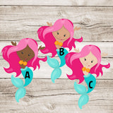 Mermaid Birthday Party Stickers or Favor Tags