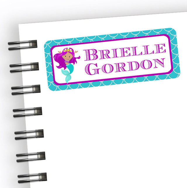 Mermaid back to school labels in turquoise aqua and pink colors