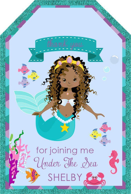 Mermaid themed party favor hang tags