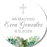 Mi Bautizo baptism sticker with greenery