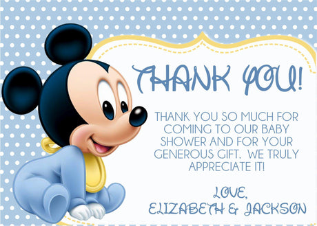 Mickey mouse baby shower thank you cards