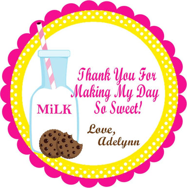 Milk & Cookies Birthday Party Stickers Or Favor Tags