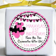 Minnie themed party favor label with pink accents