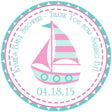 Mint and pink sailboat baby shower sticker
