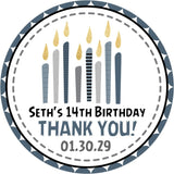 Modern candle pattern birthday favor labels