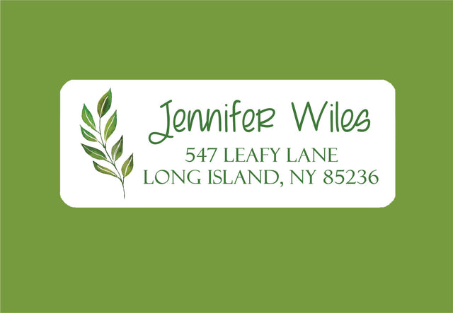 Modern green leaf address label design