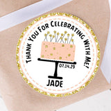 Modern peach and black birthday sticker design