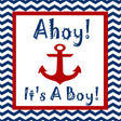 Nautical baby shower sticker featuring anchor and ahoy it’s a boy wording