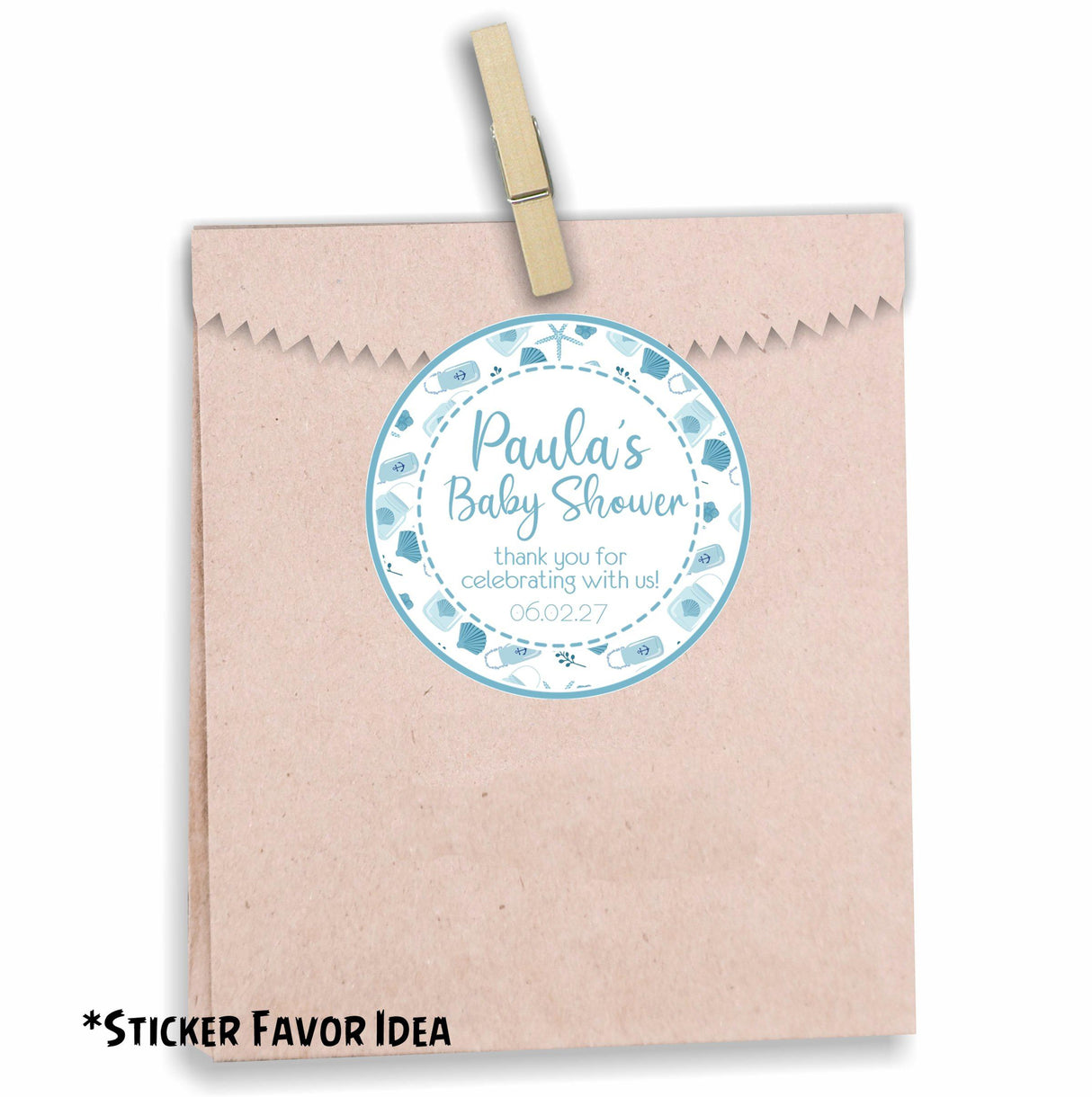 Nautical mason jar baby shower favor label