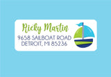 Nautical sailboat return address sticker