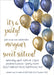 Navy Blue And Gold Balloon Sweet 16 Party Invitations