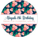 Navy Blue & Coral Floral Birthday Party Stickers Or Favor Tags