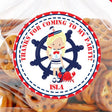 Navy and red ocean theme party favor label