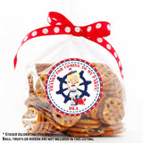 Navy and red ocean theme party favor label