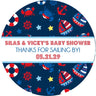 Navy blue red nautical sailboat favor label