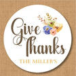 Neutral floral Give Thanks Thanksgiving sticker with soft autumn flowers