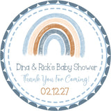 Neutral rainbow baby shower favor label