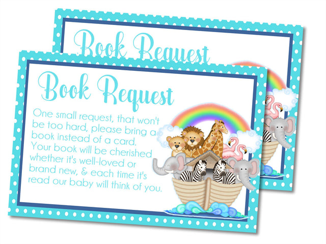 Noah's Ark Baby Shower Book Request Cards Printable PDF Download