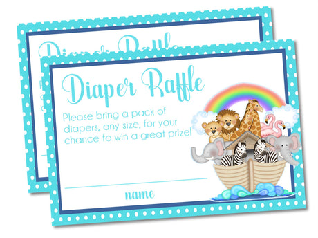 Noah's Ark Theme Baby Shower Diaper Raffle Tickets Printable