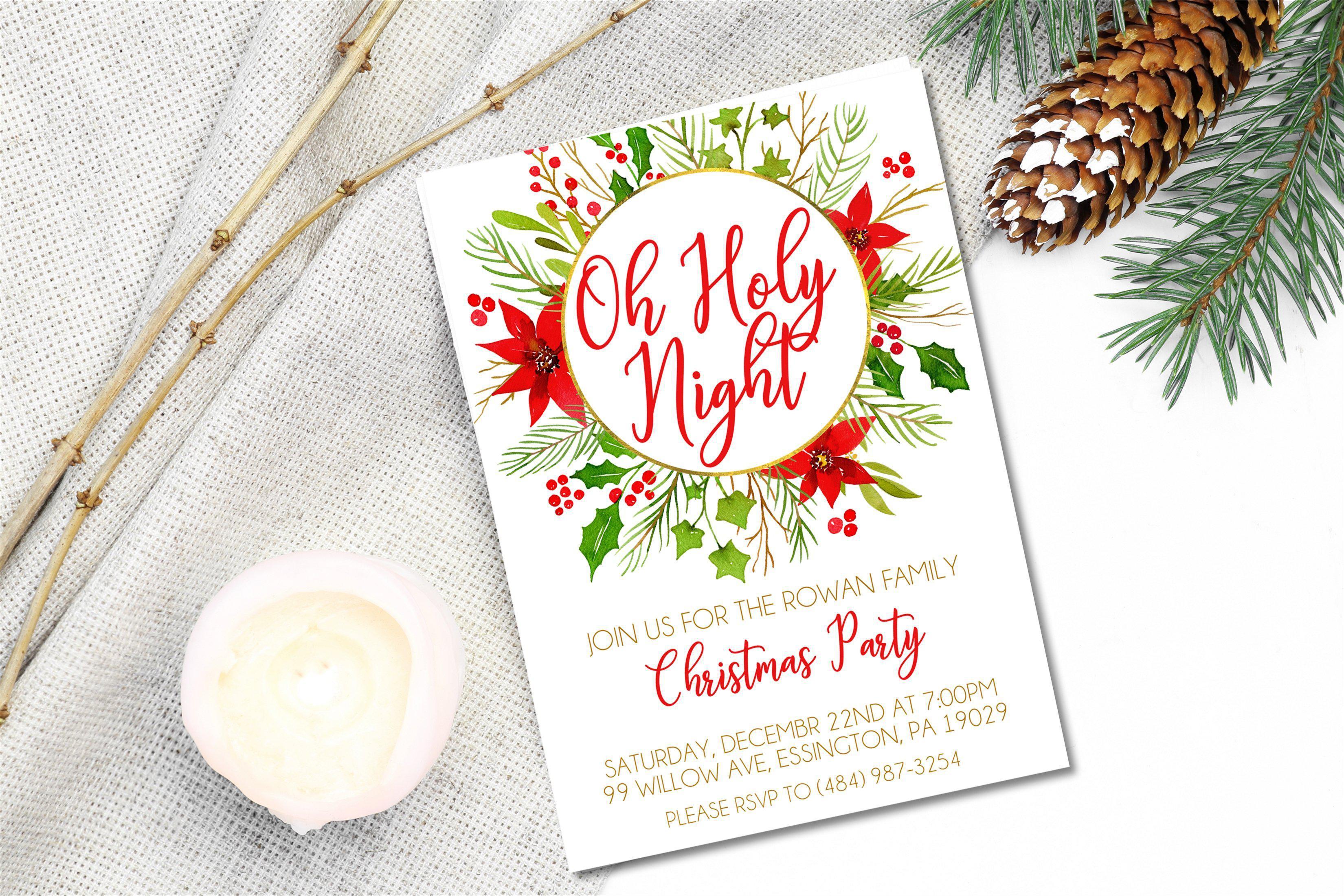 Oh Holy Night Christmas Party Invitations