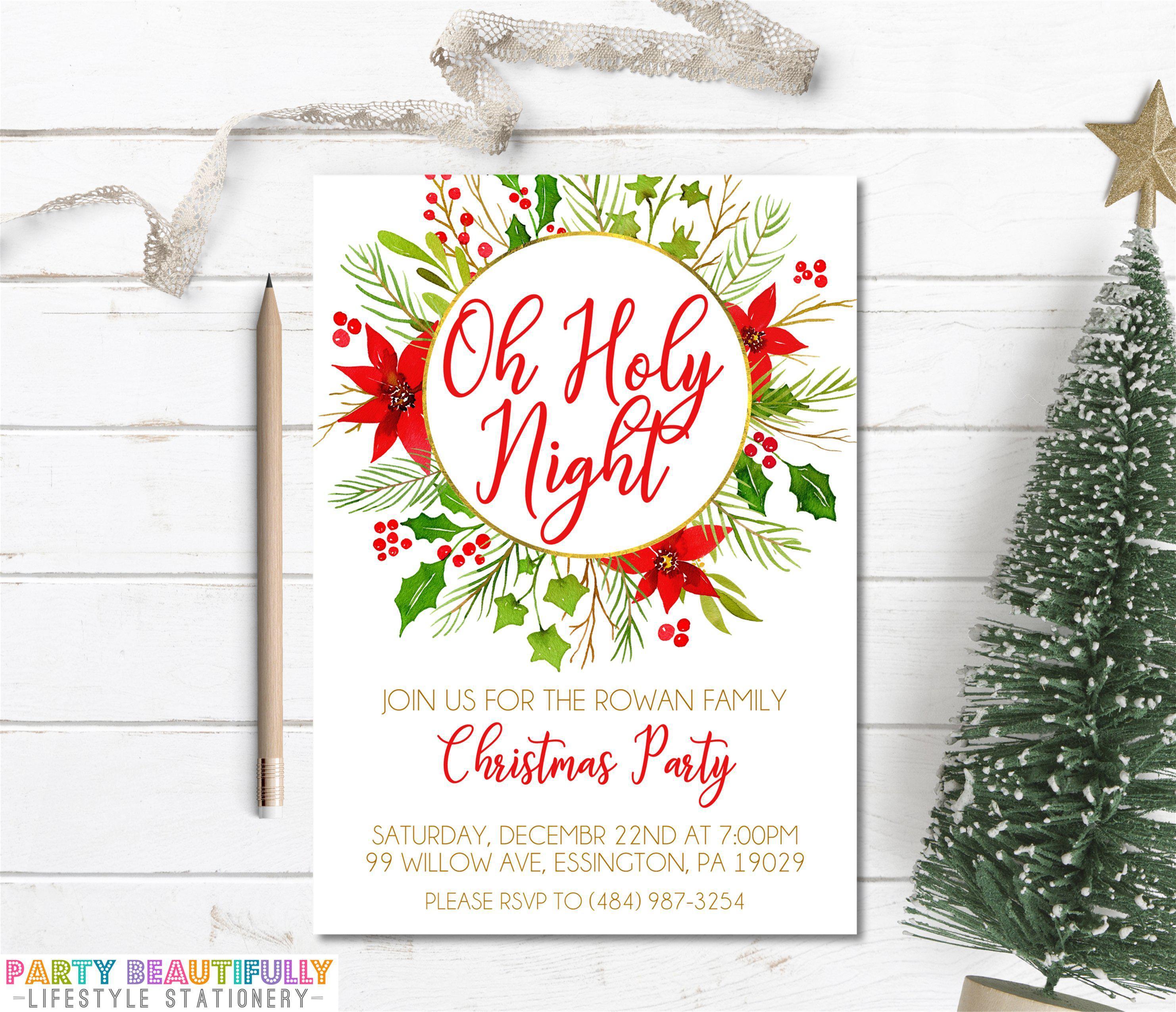 Oh Holy Night Christmas Party Invitations