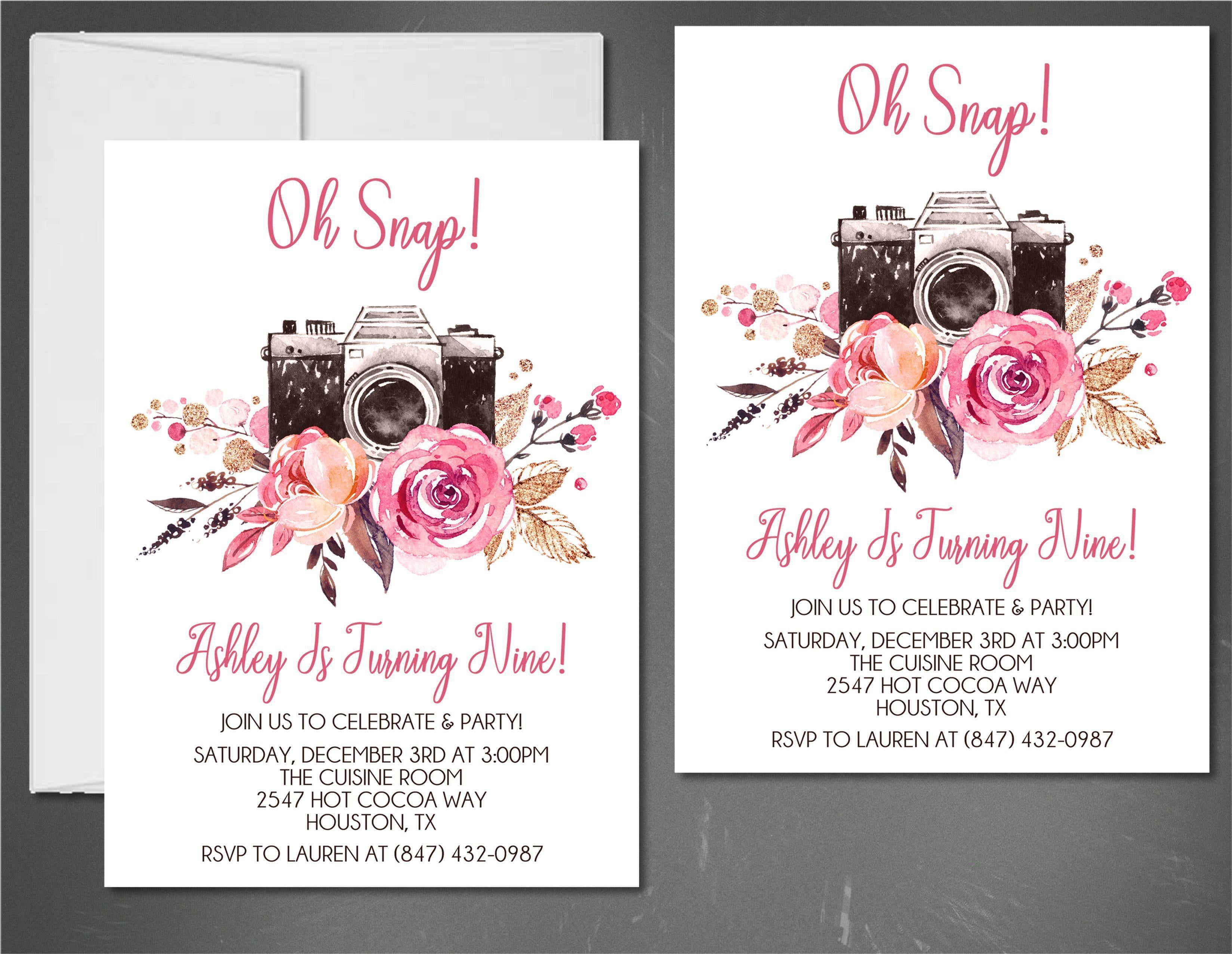 Oh Snap Camera Birthday Party Invitations — Party Beautifully