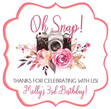 Oh Snap! Camera Birthday Party Stickers Or Favor Tags