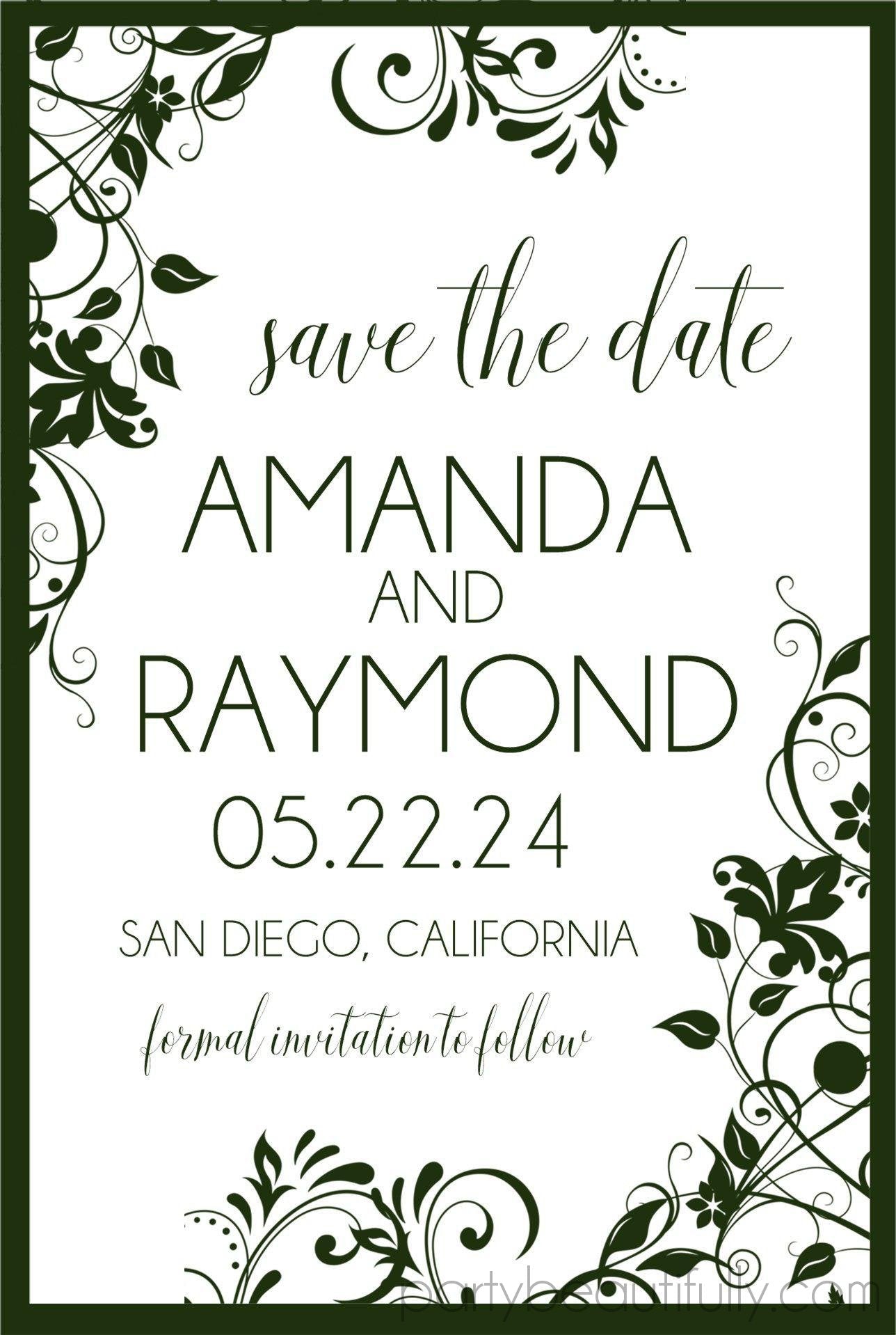 Olive Green Wedding Save The Date Cards