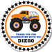 Orange And Blue Monster Truck Birthday Party Stickers Or Favor Tags