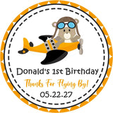 Orange and black aviation party favor label